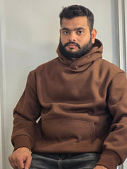 MENS PREMIUM PLAIN CREAM COLOUR HOODIE 100%COTTON brown