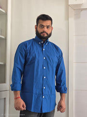 premium Full sleeves plain shirt blue