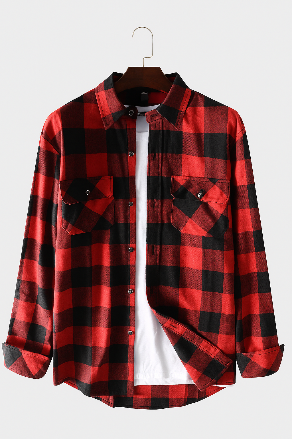 Men Slim Fit Checkered Button Down Collar Casual Shirt