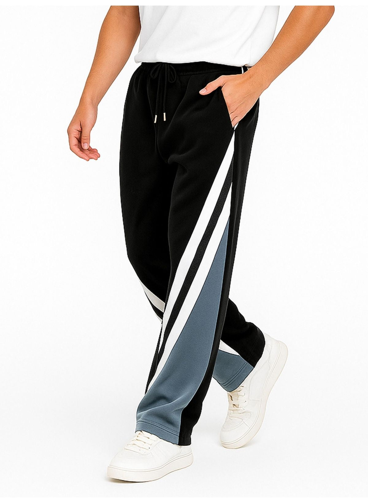 Mens stripped black track pants