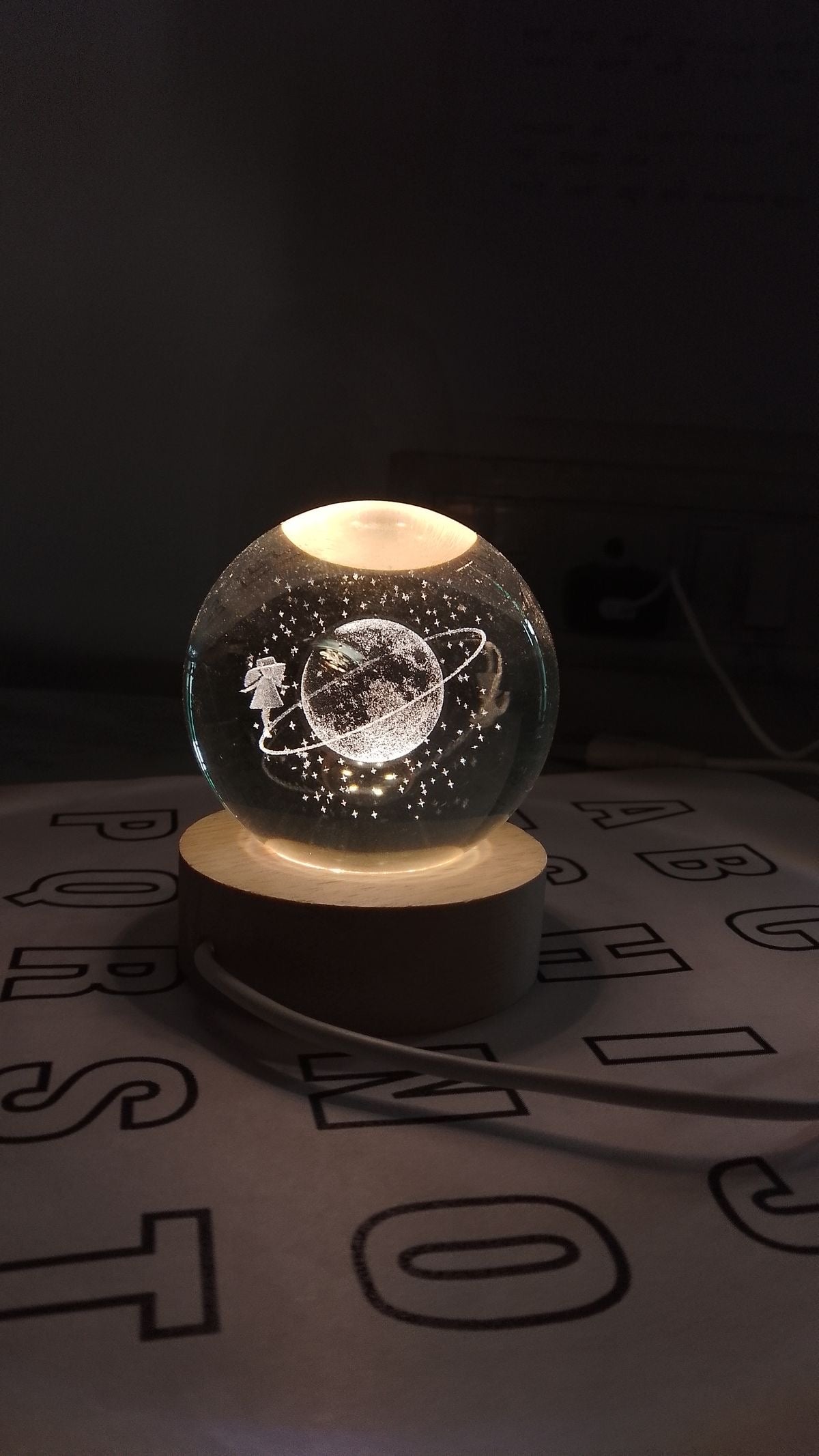 3D Deer Crystal Ball Night Lamp, perfect for room decoration and Gifting Night Lamp (8 cm,